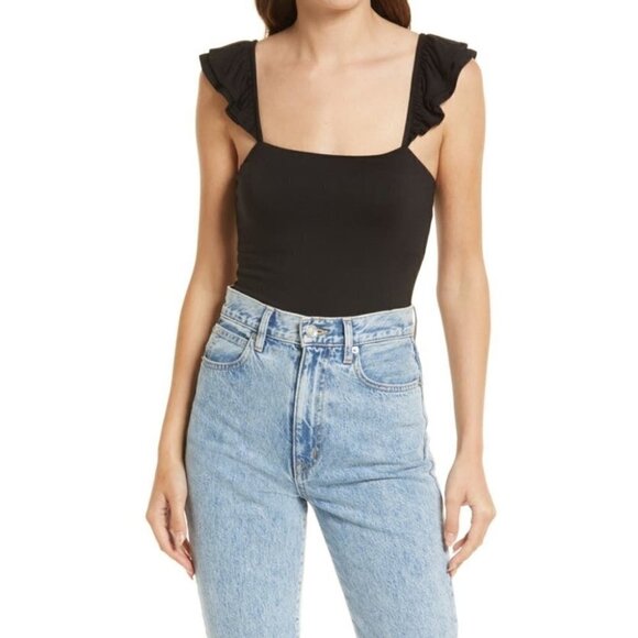 New Lulu's | Repeat After Me Sleeveless Bodysuit in Black - Picture 1 of 8